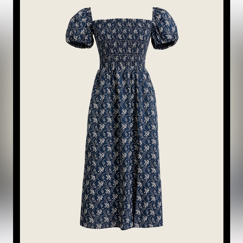 J. Crew Blue Print Off-shoulder Dress XL
